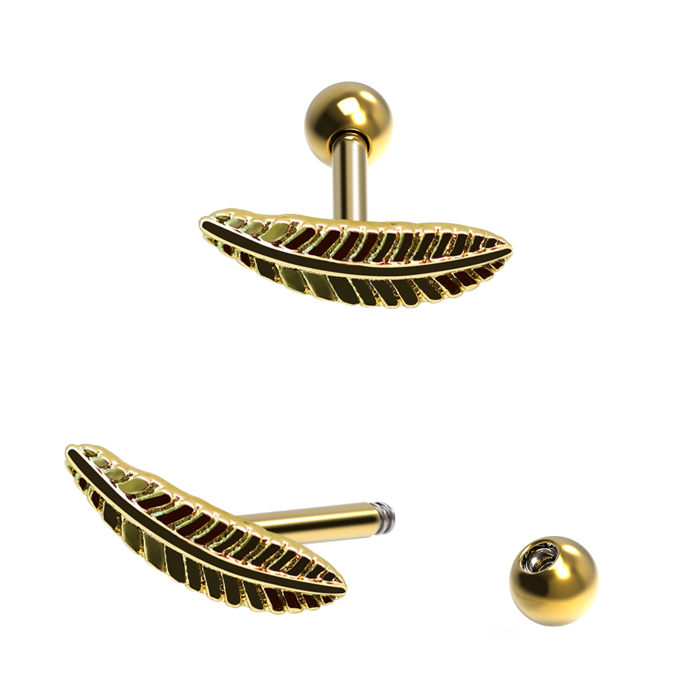 Barbell in Brass Leaf Design