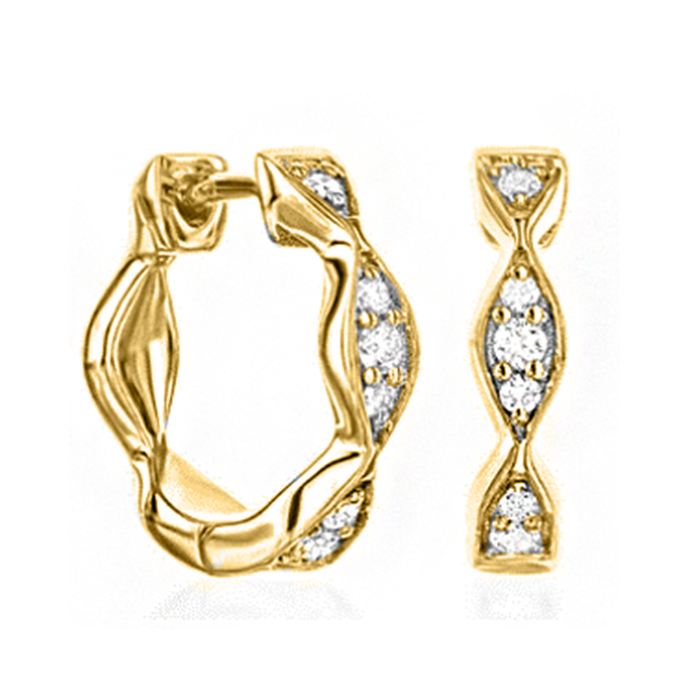 14K Gold Huggies Earring with Stone 