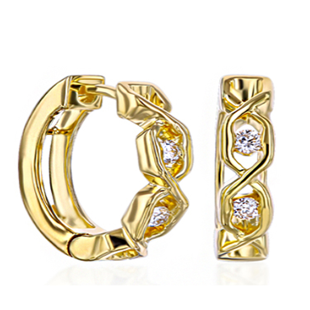 14K Gold Huggies Earring with Stone 