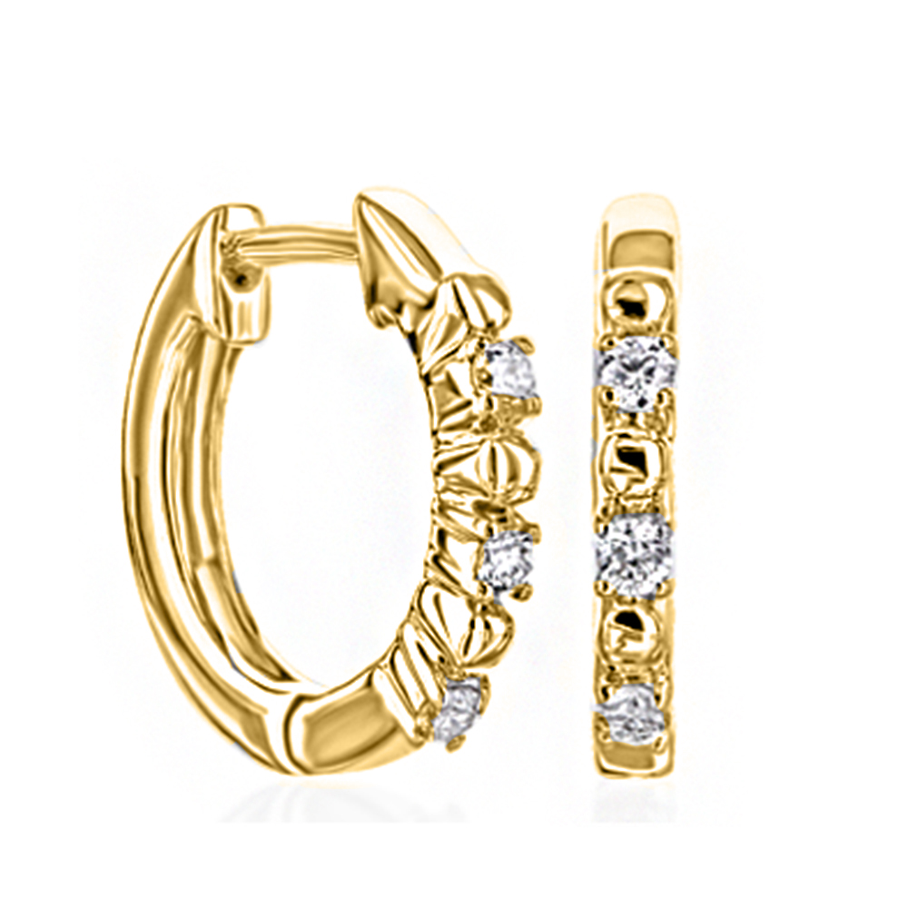 18K Gold Huggies Earring with Stone 