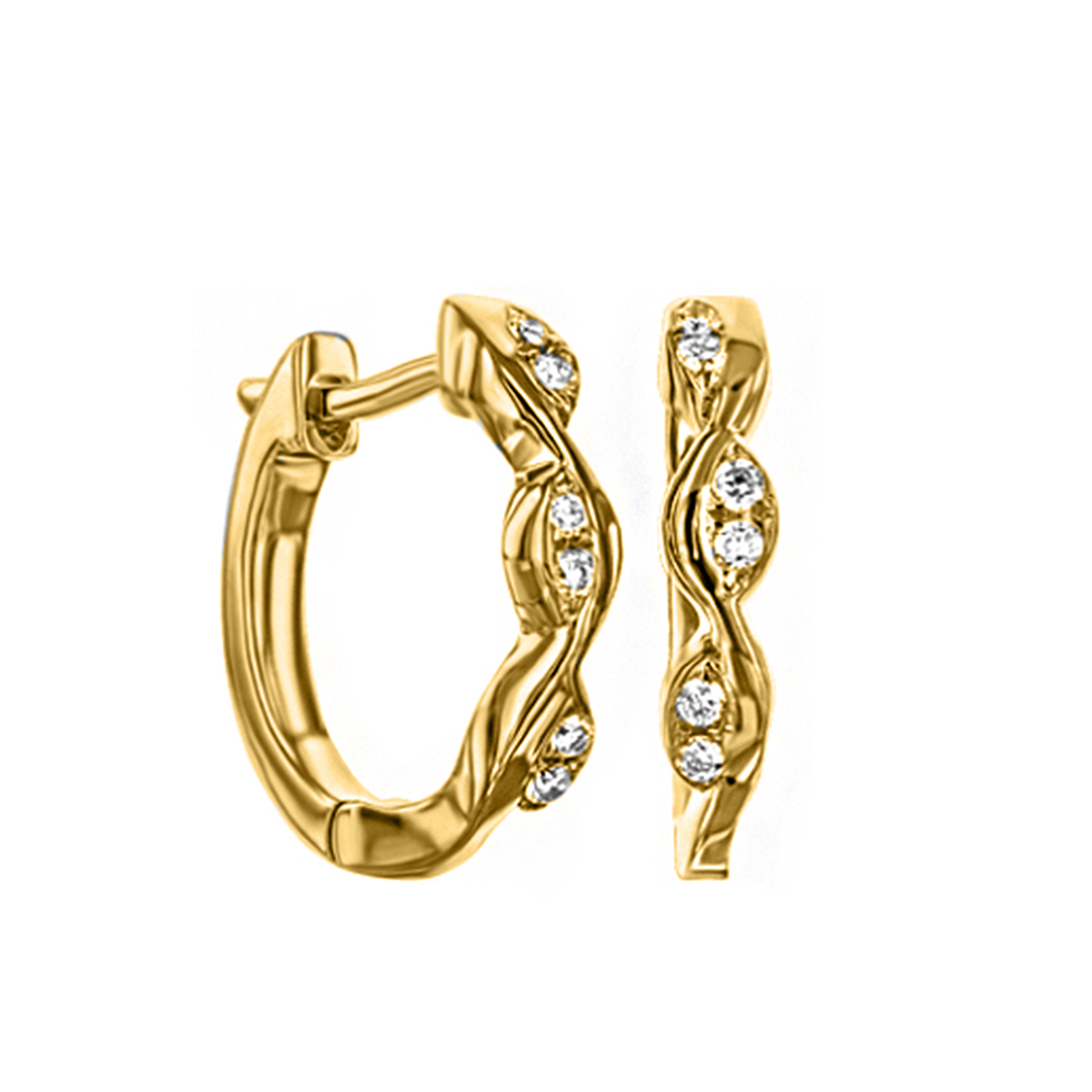 18K Gold Huggies Earring with Stone   