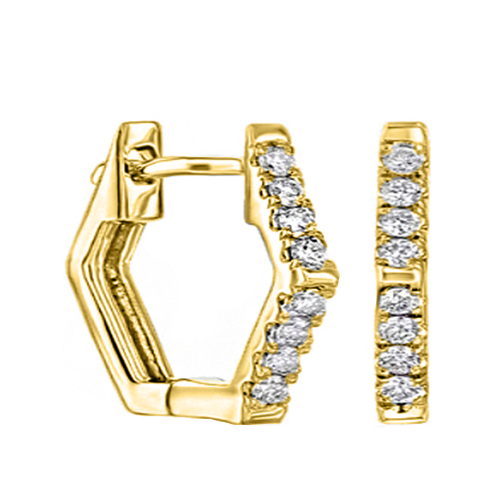 18K Gold Huggies Earring with Stone 