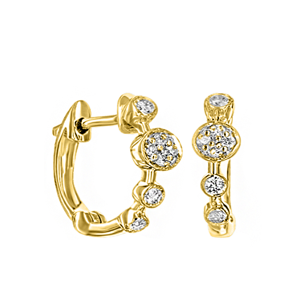 18K Gold Huggies Earring with Stone  