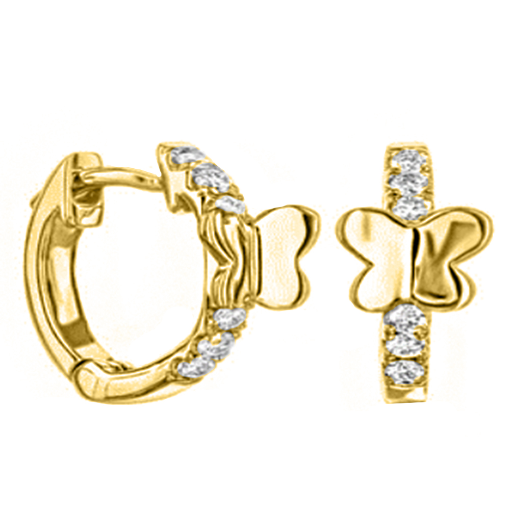 18K Gold Huggies Earring with Stone