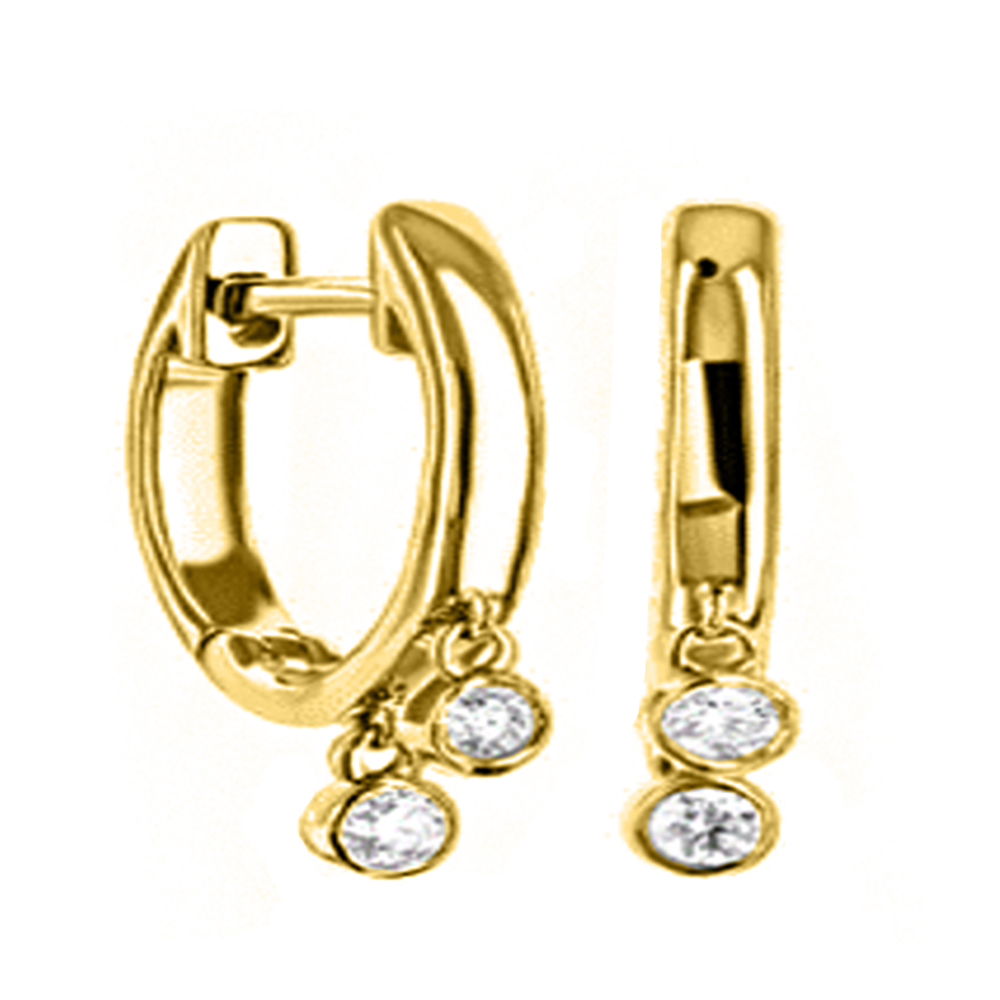 18K Gold Huggies Earring with Stone