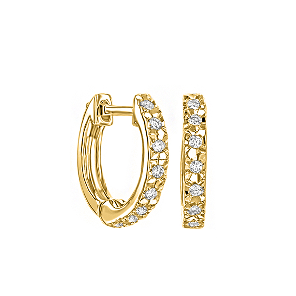 14K Gold Huggies Earring with Stone 