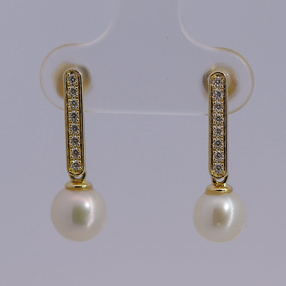 14K Real Gold Earring with Pearl 