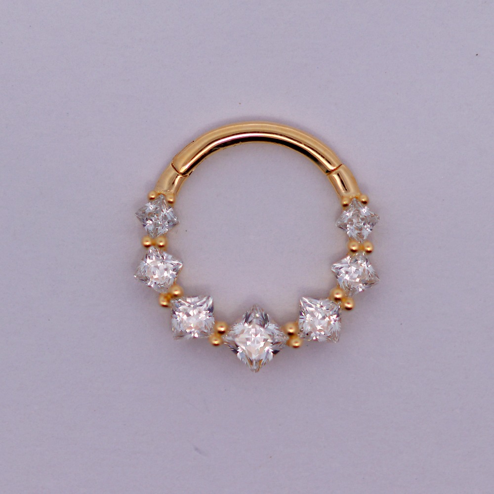 18K Real Gold Segment Clicker with Stone  