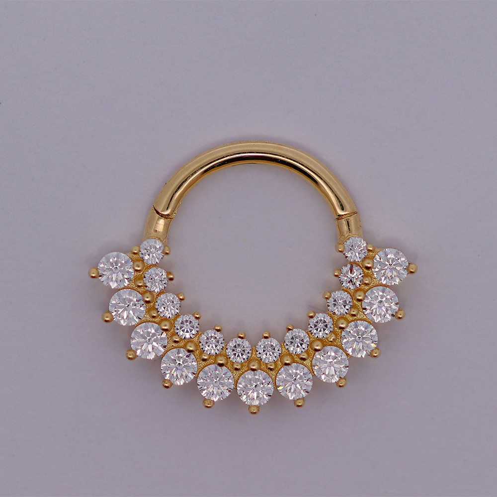 18K Real Gold Segment Clicker with Stone  