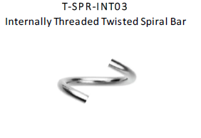 Steel 316L Internally Threaded Twisted Spiral Bar 