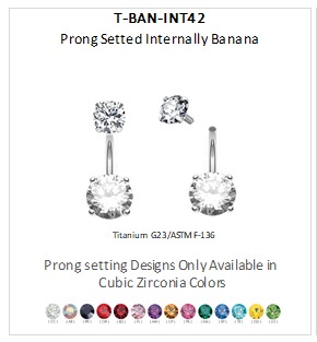 Steel 316L Prong Setted Internally Banana 