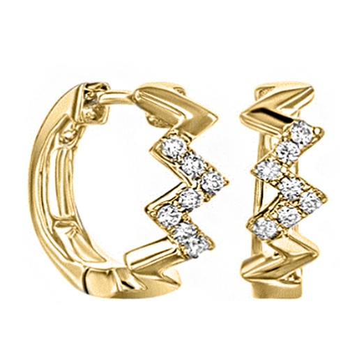 14K Gold Huggies Earring with Stone