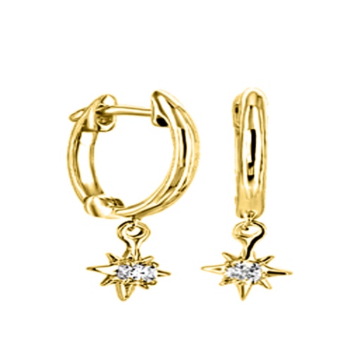 14K Gold Huggies Earring with Stone  