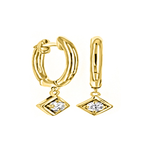 14K Gold Huggies Earring with Stone
