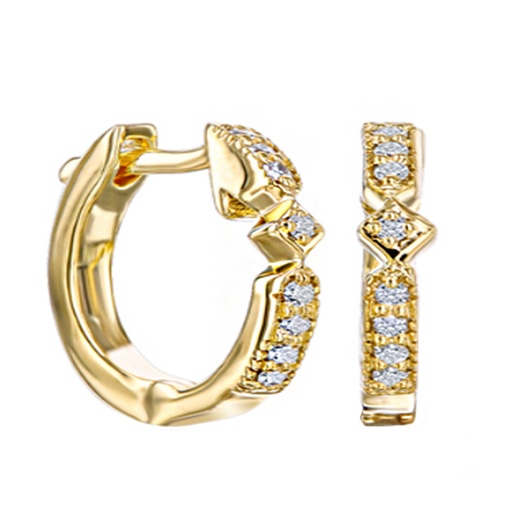 14K Gold Huggies Earring with Stone