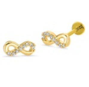 14K Real Gold Internally Infinity Labret With Cubic Zirconia 16GA(1.2mm-6mm)