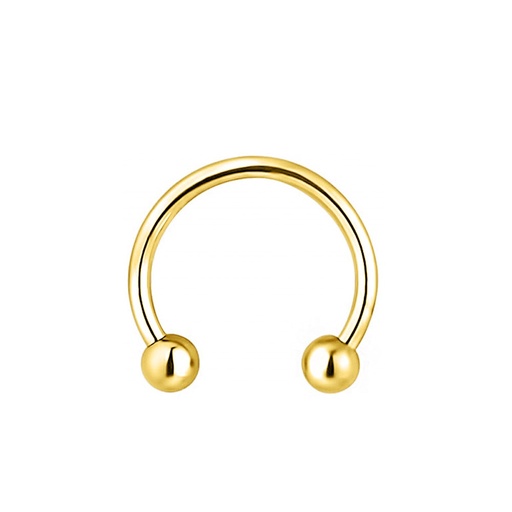 14K Real Gold Circular Barbell with Screw Balls 