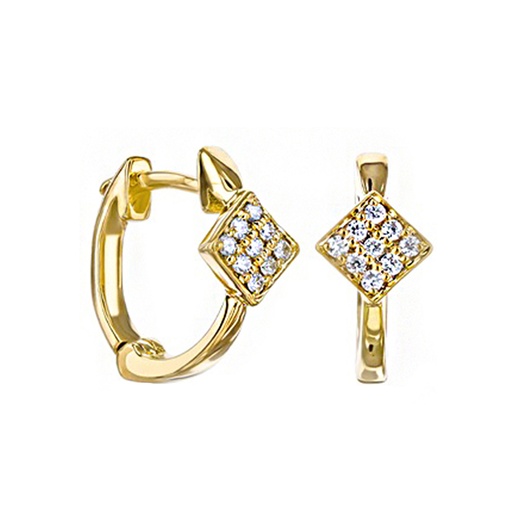 18K Gold Huggies Earring with  Stone