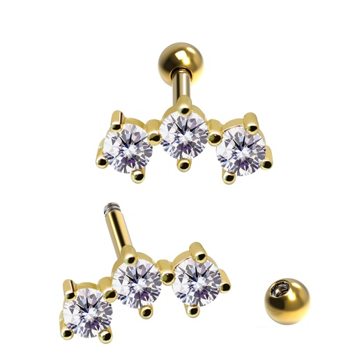 Barbell in Fashion Brass Design with Crystals