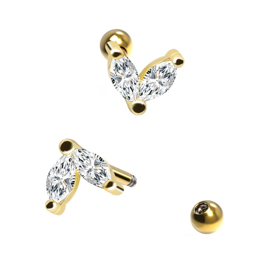 Barbell in Fashion Brass Design with Crystals