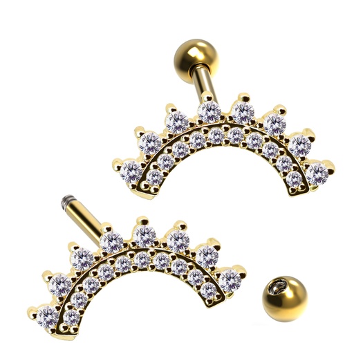 Barbell in Fashion Brass Design with Crystals