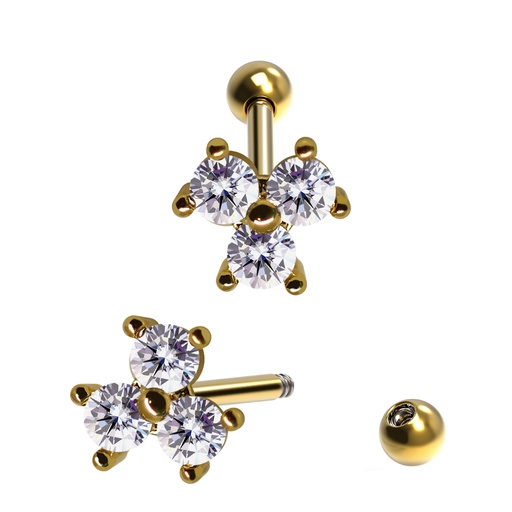 Barbell in Flower Design  with Crystals