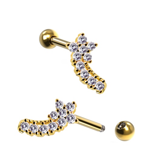 Barbell in Flower Design  with Crystals