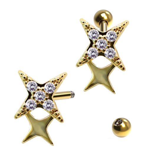 Barbell in Star Design  with Crystals