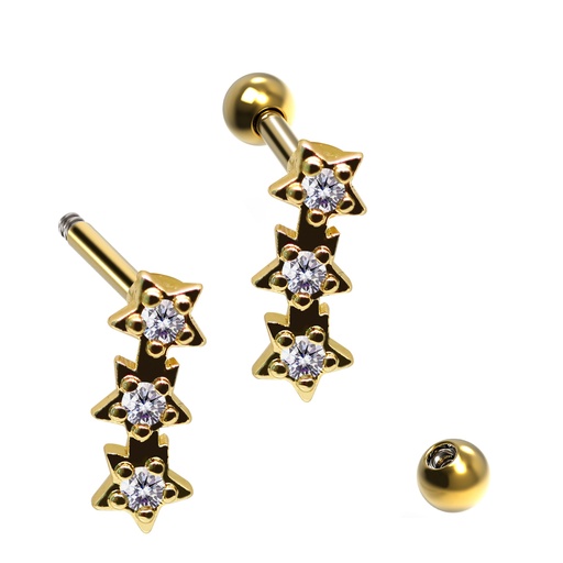 Barbell in Star Design  with Crystals