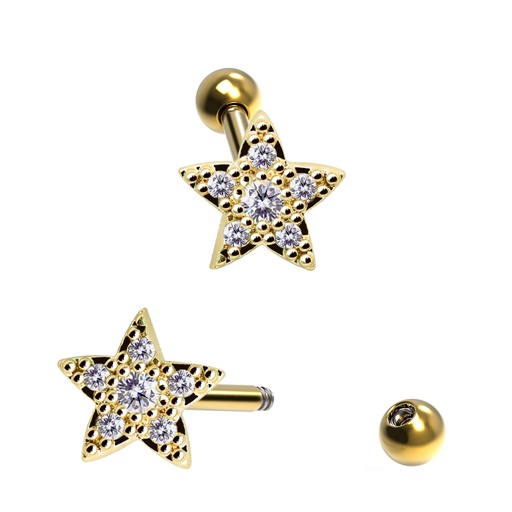 Barbell in Star Design with Crystals