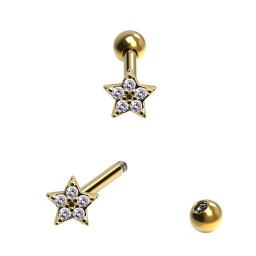 Barbell in Star Design with Crystals