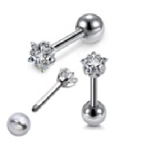 Barbell with 3mm Prong Setted Star