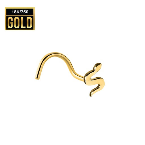 18K Real Gold Nose Spiral with Snake Design - 23GA(0.6mm) 