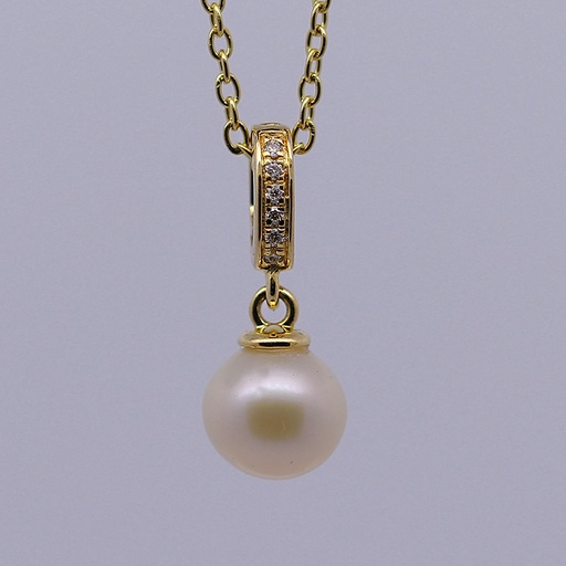 18K Gold Pendant with Stone and Pearl