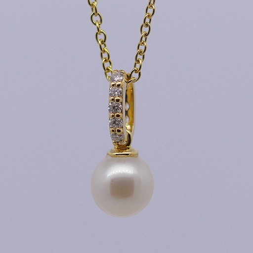 18K Gold Pendant with Stone and Pearl