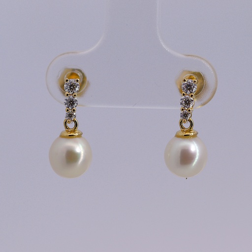 [GG-EAR284] 14K Real Gold Earring with Pearl